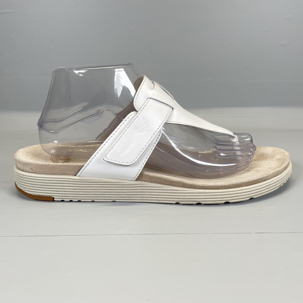 Dansko Cece Sandals Womens Size 41 White Leather Thong Flip Flop Comfort‎ Shoes